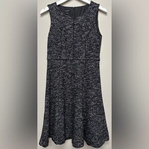 TALBOTS Women’s Fit And Flare Sz 2 XS Black White Tweed Stretch Lined Dress